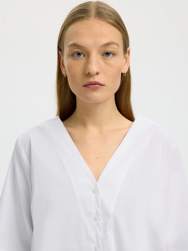 3/4 V-Neck Shirt Bea Bright White