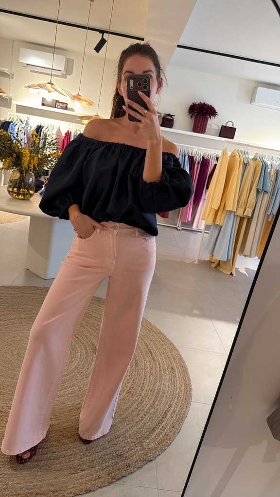 Extra Wide Leg Jeans Pastel Pink