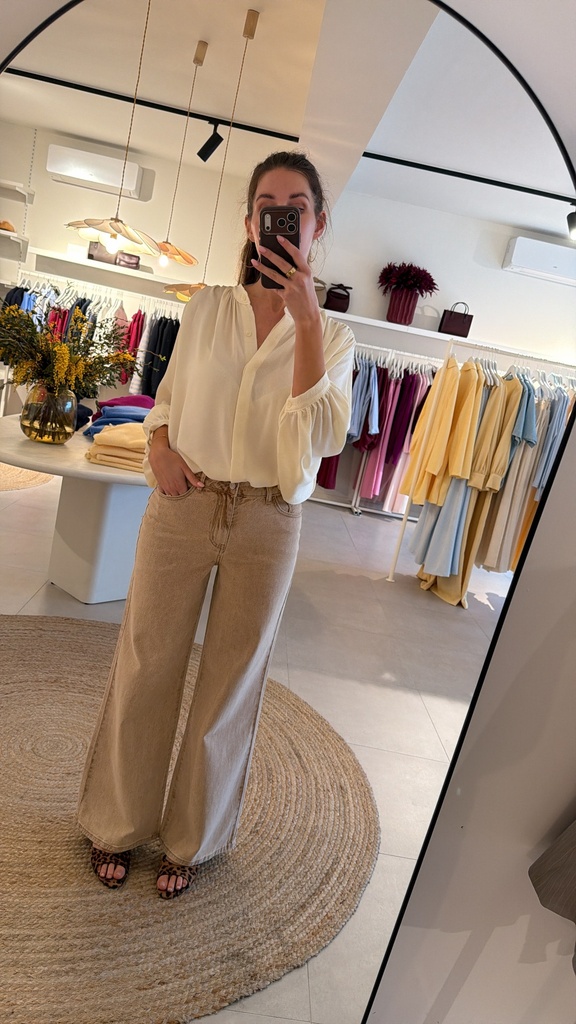Wide Leg Jeans Washed Camel