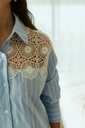 Striped Blouse Lace Blue