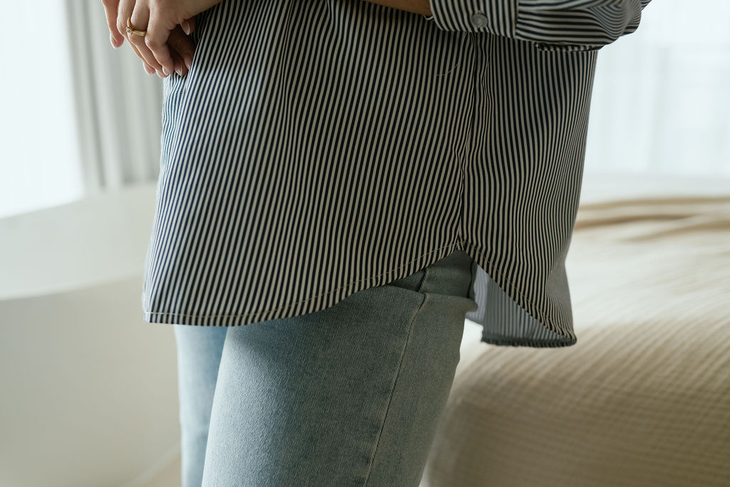 Striped LS Blouse Dark Blue