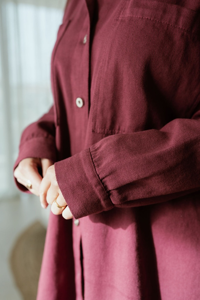 Denim Dress Ivy Burgundy