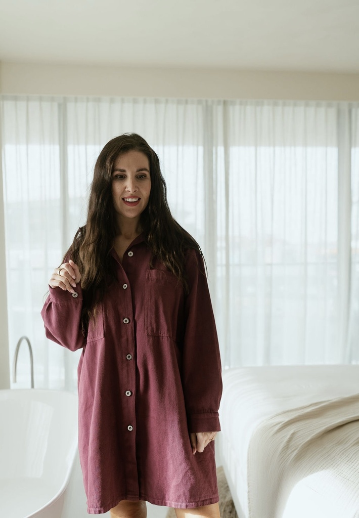 Denim Dress Ivy Burgundy