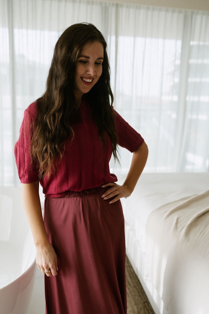 Satin Skirt Vega Burgundy
