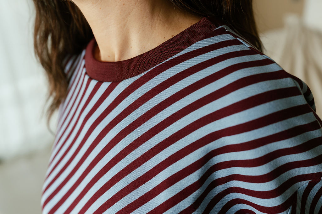 Striped LS Shirt LightBlue/Burgundy