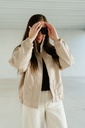 Bomber Jacket Faux Leather Beige