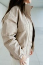 Bomber Jacket Faux Leather Beige