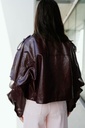 Short Leather Jacket Burgundy