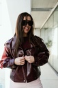 Short Leather Jacket Burgundy