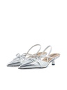 Slingback Kitten Heel Bow Kristin Silver Mirror