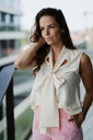 Caden Tie Neck Top Birch