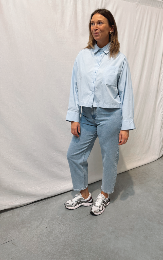 Astha Cropped Boxy Shirt Cashmere Blue