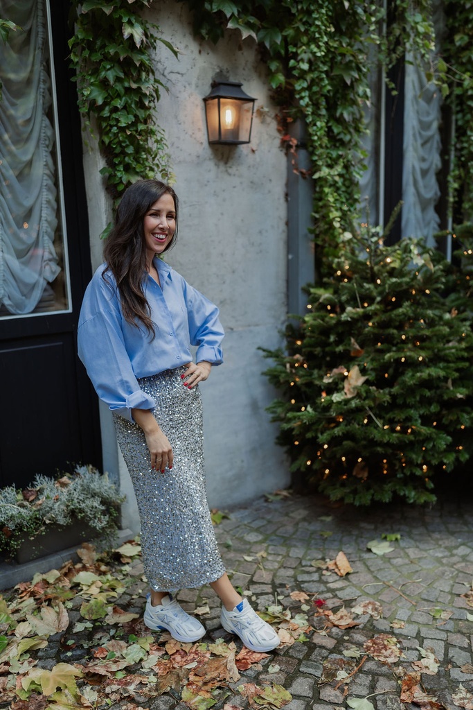 Ella Skirt Sequins Silver
