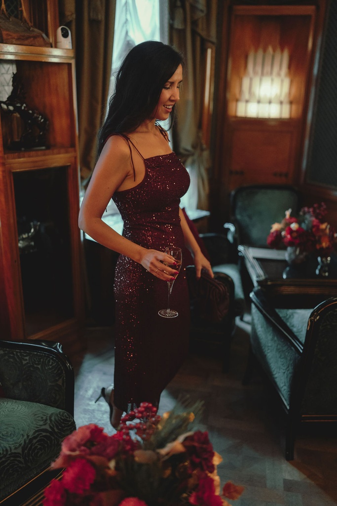 Lize Dress Straps Burgundy