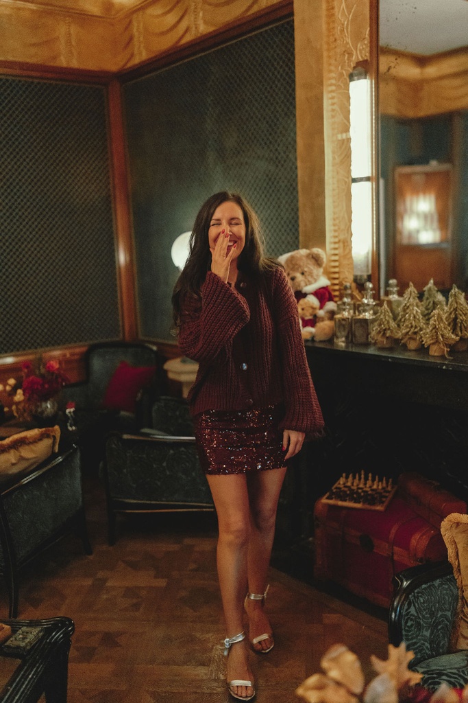 Margot Mini Skirt Sequins Burgundy