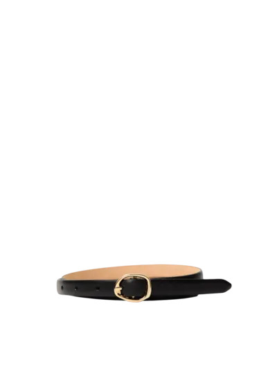 Feline Slim Leather Belt Black