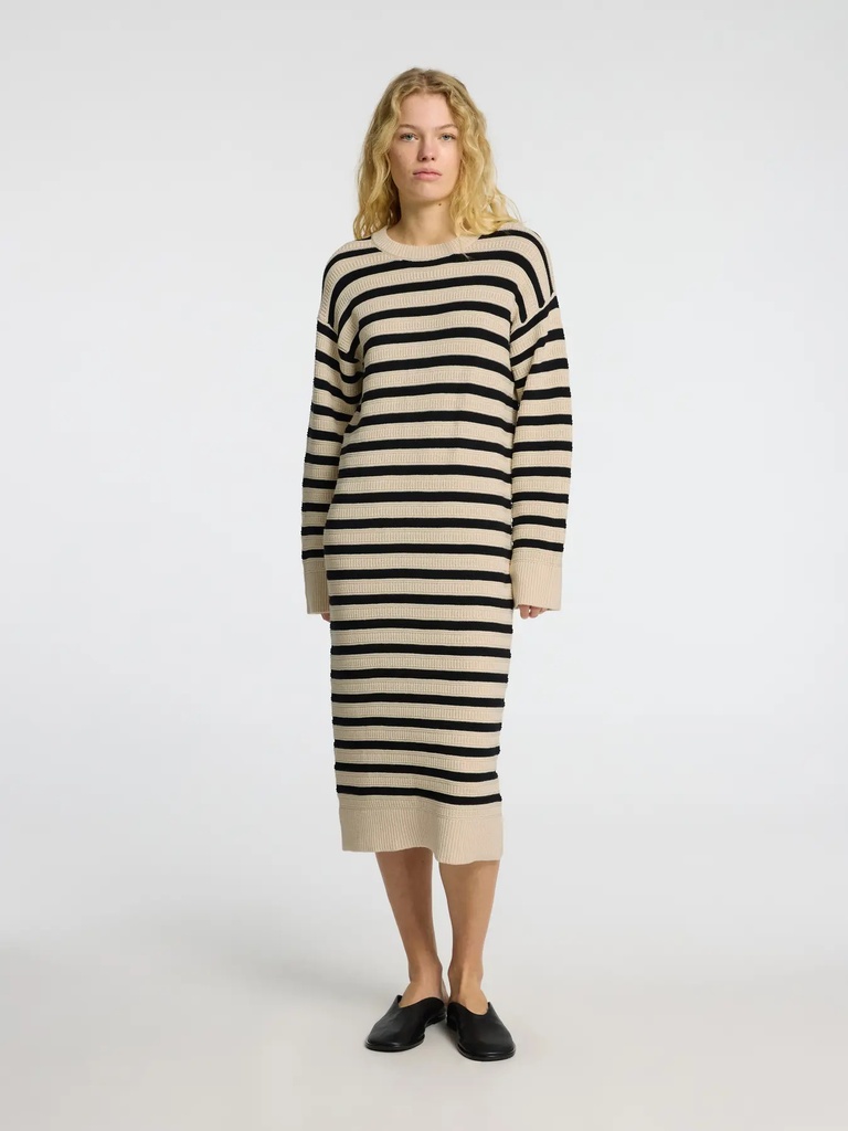 Fina Knit Stripe Dress Birch