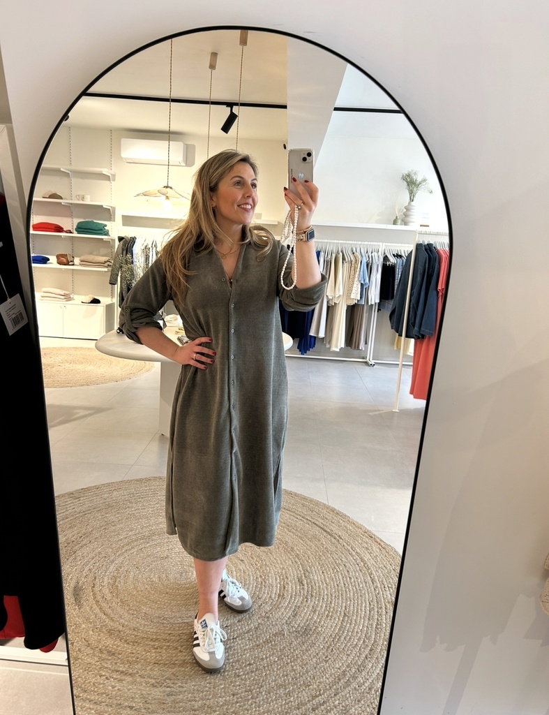 Nomi Soft Waffle Dress Khaki