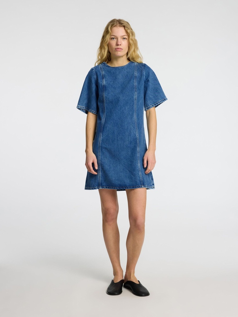 Rie 2/4 Short Dress Blue Denim