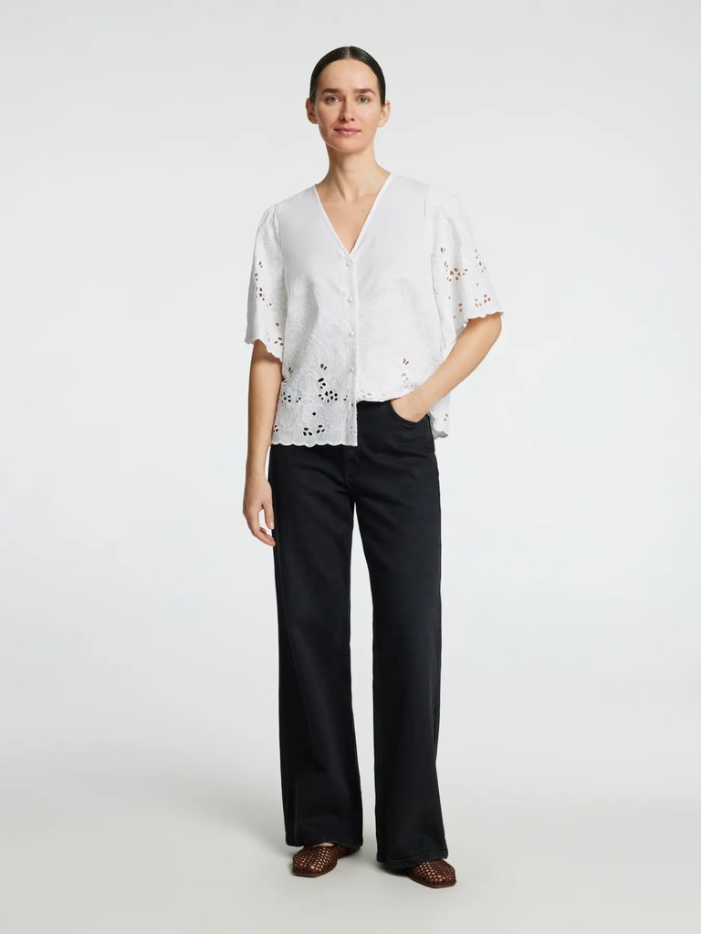 Shirt SS Dahlia Broderi White