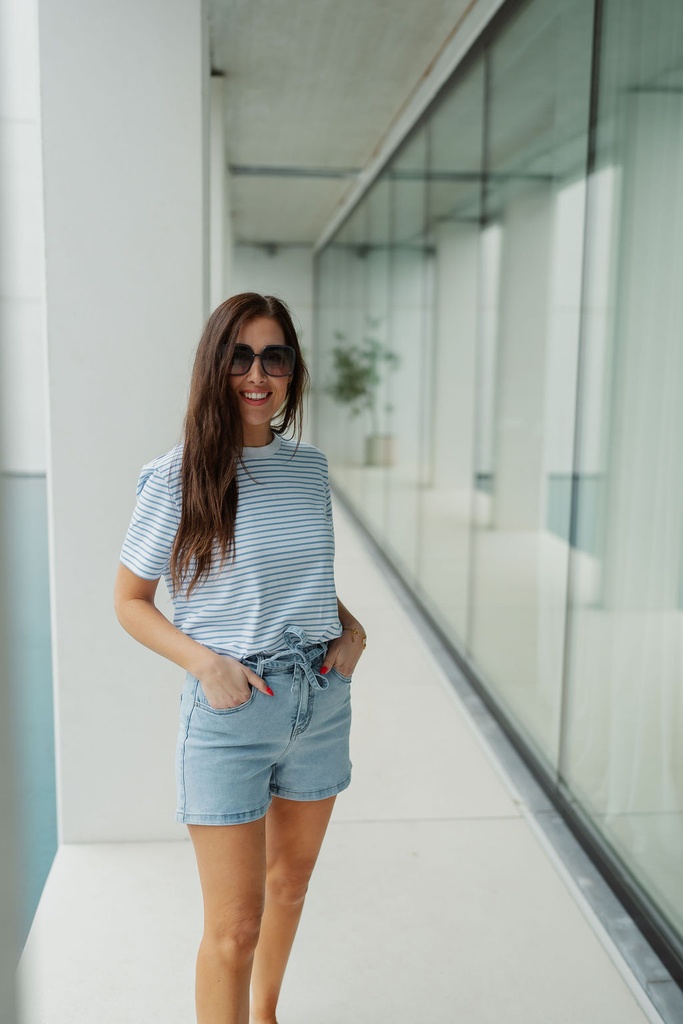 Essential Striped Boxy Tee Cornflower