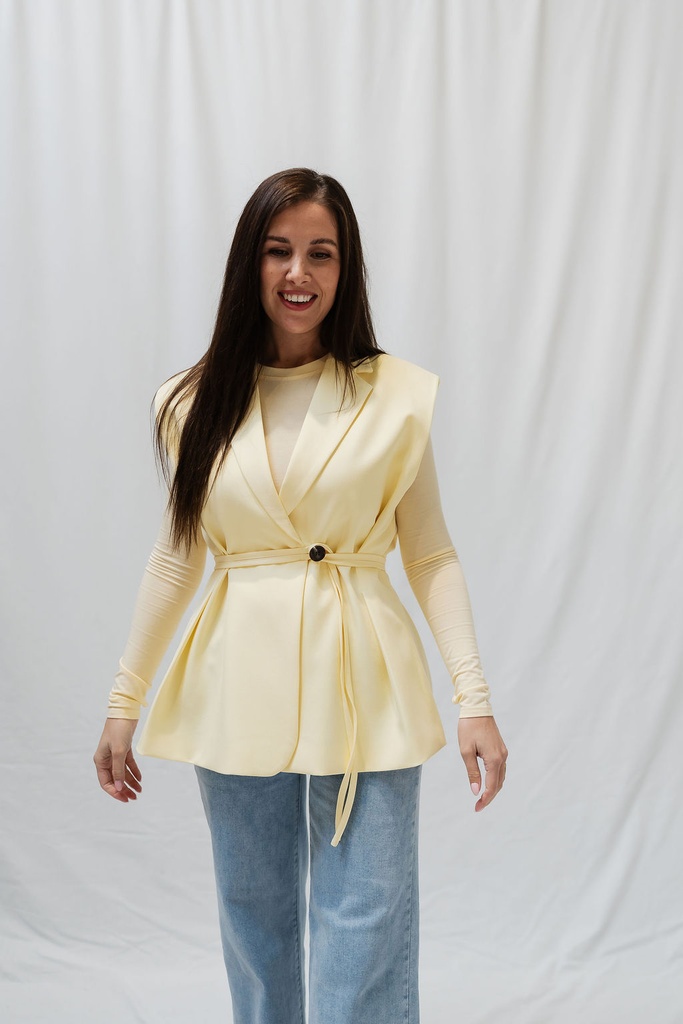 Vest Button Strap Pastel Yellow