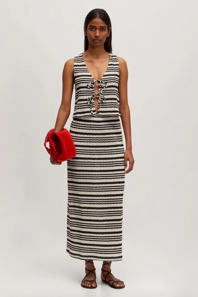 Skirt Xue Stripe Black Cream