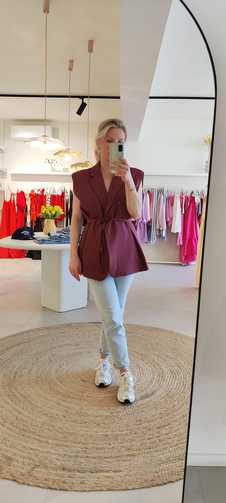 Vest Burgundy Button Strap