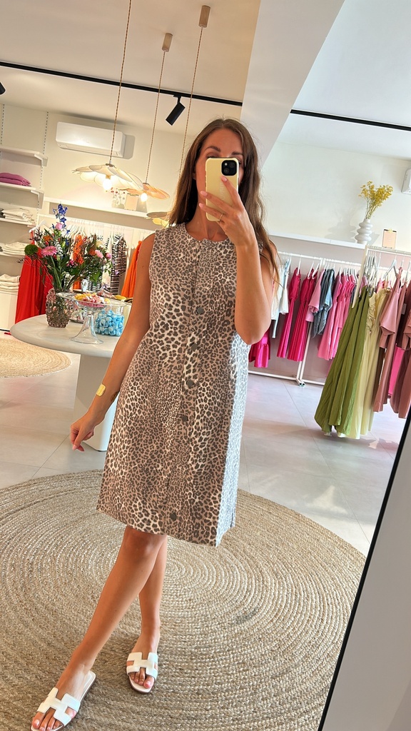 Denim Dress Leopard