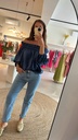 Top Off Shoulder Shiny Blue