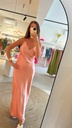 Long Satin Strap Dress Soft Peach