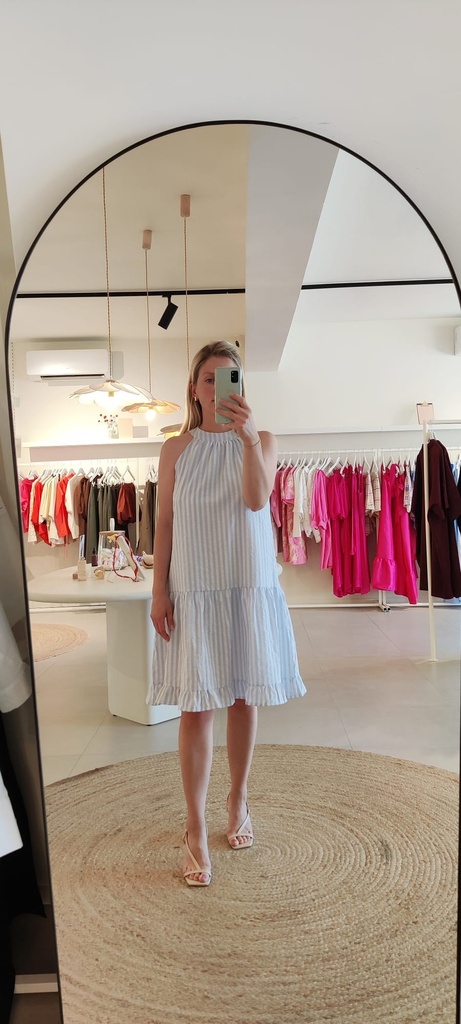 Striped Short Halterdress Blue
