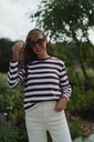 Essential Boxy Tee LS Striped Fig