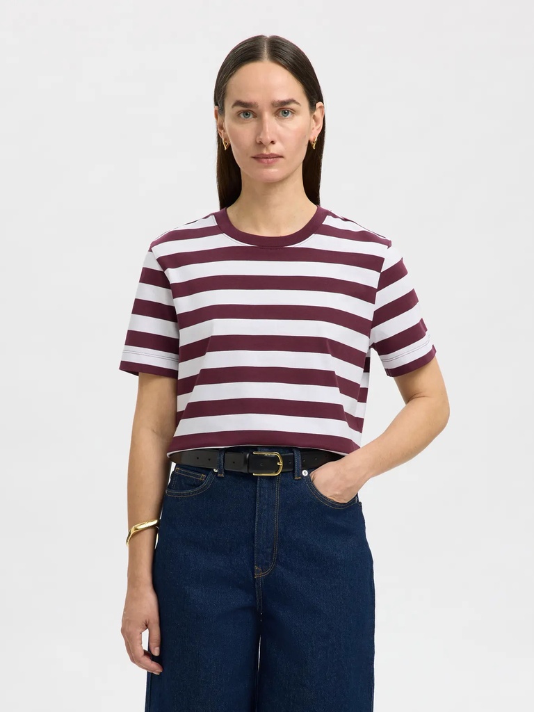 Essential Boxy Tee SS Striped Fig