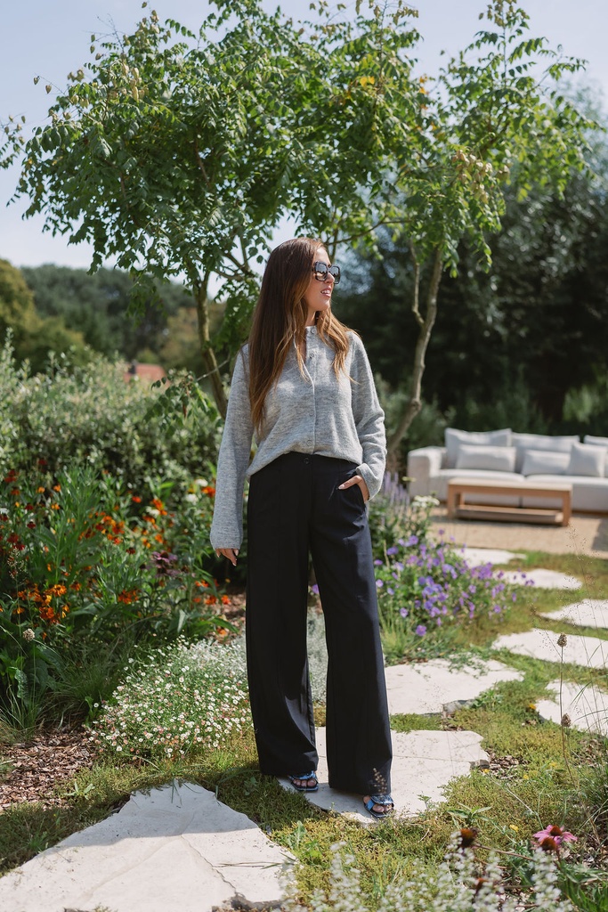 Knit Cardigan Lulu LS Light Grey