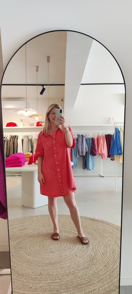 Denim Dress Coral