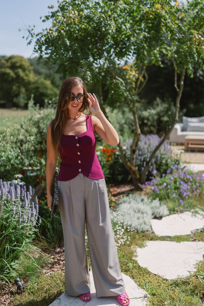 Knitted Gilet Top Burgundy