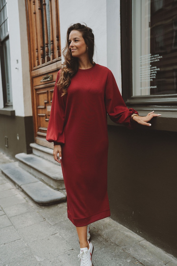 SC Blouse Sweater Dress Burgundy
