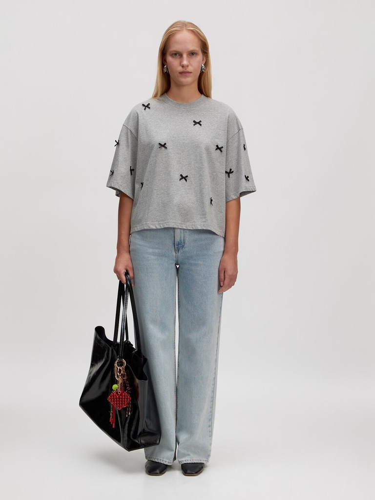 T-Shirt Iolana Grey Black Bows