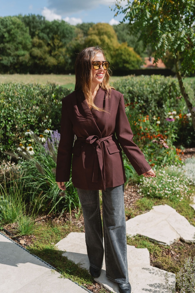 Blazer With Belt Janet Burgundy