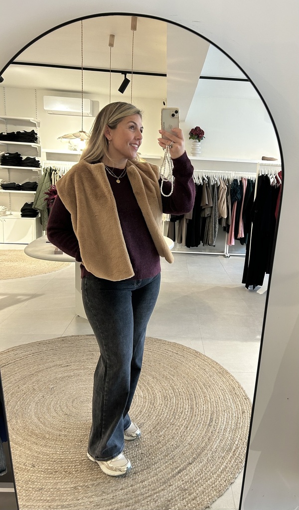Faux Fur Gilet Dark Beige