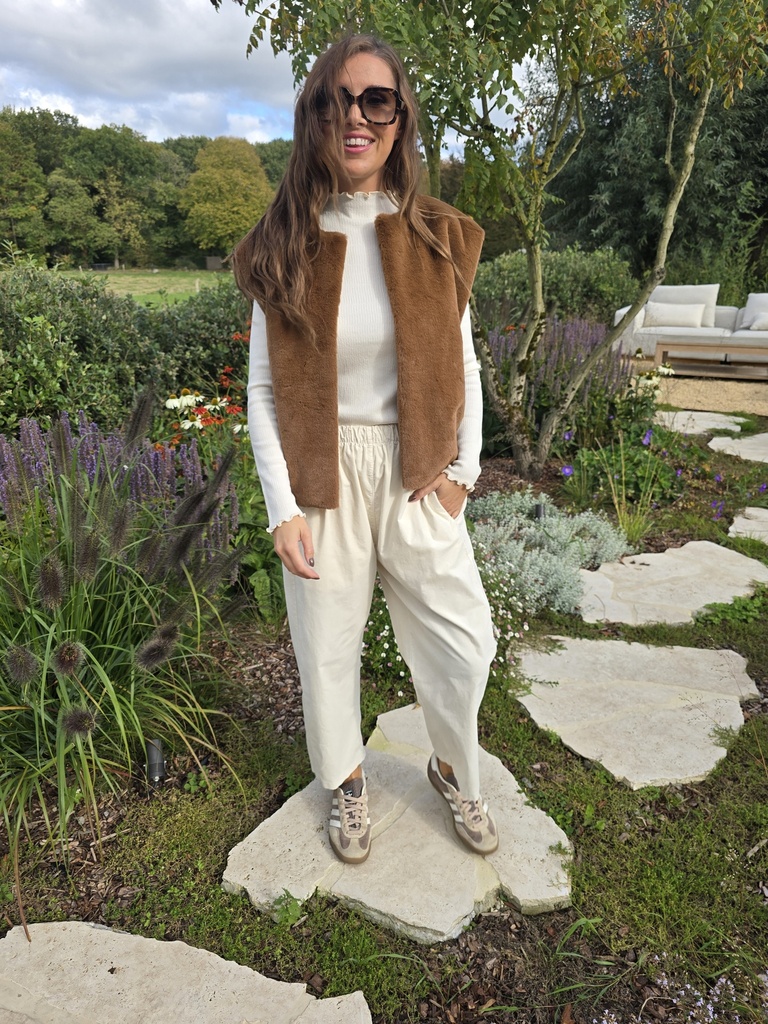 Faux Fur Gilet Dark Caramel