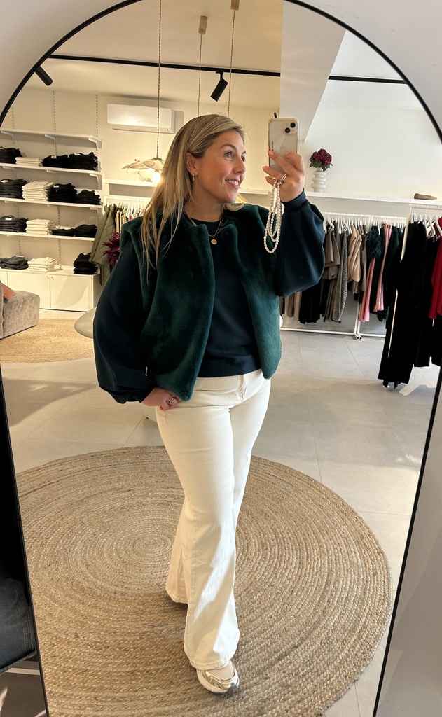 Faux Fur Gilet Forest Green