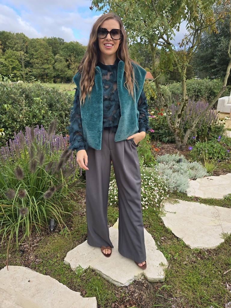 Faux Fur Gilet Forest Green