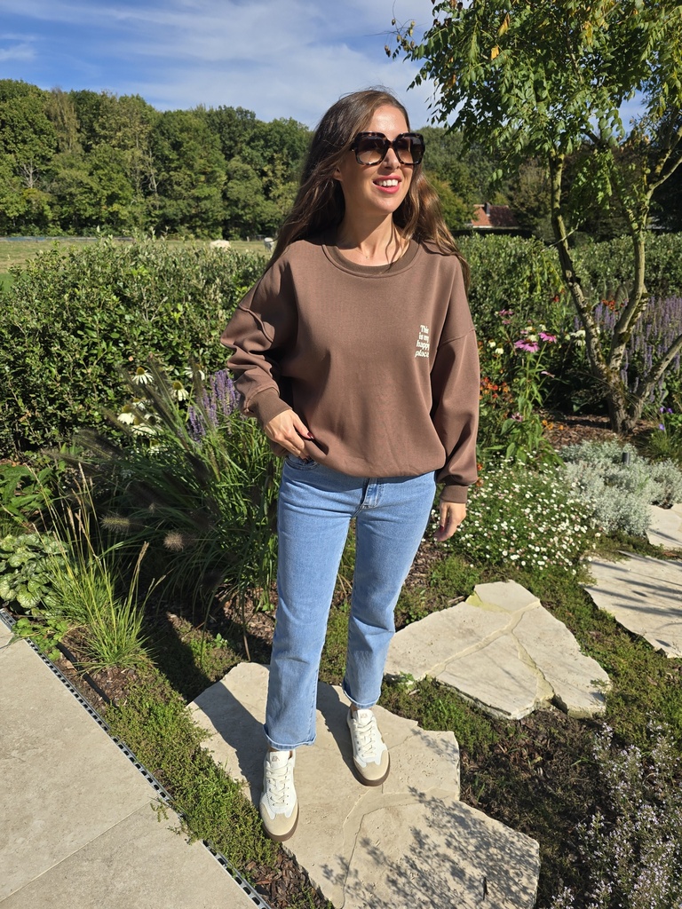 Sweater Happy Place Brown