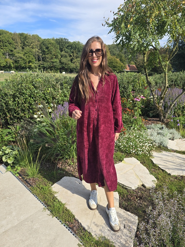 Nomi Soft Waffle Dress Burgundy