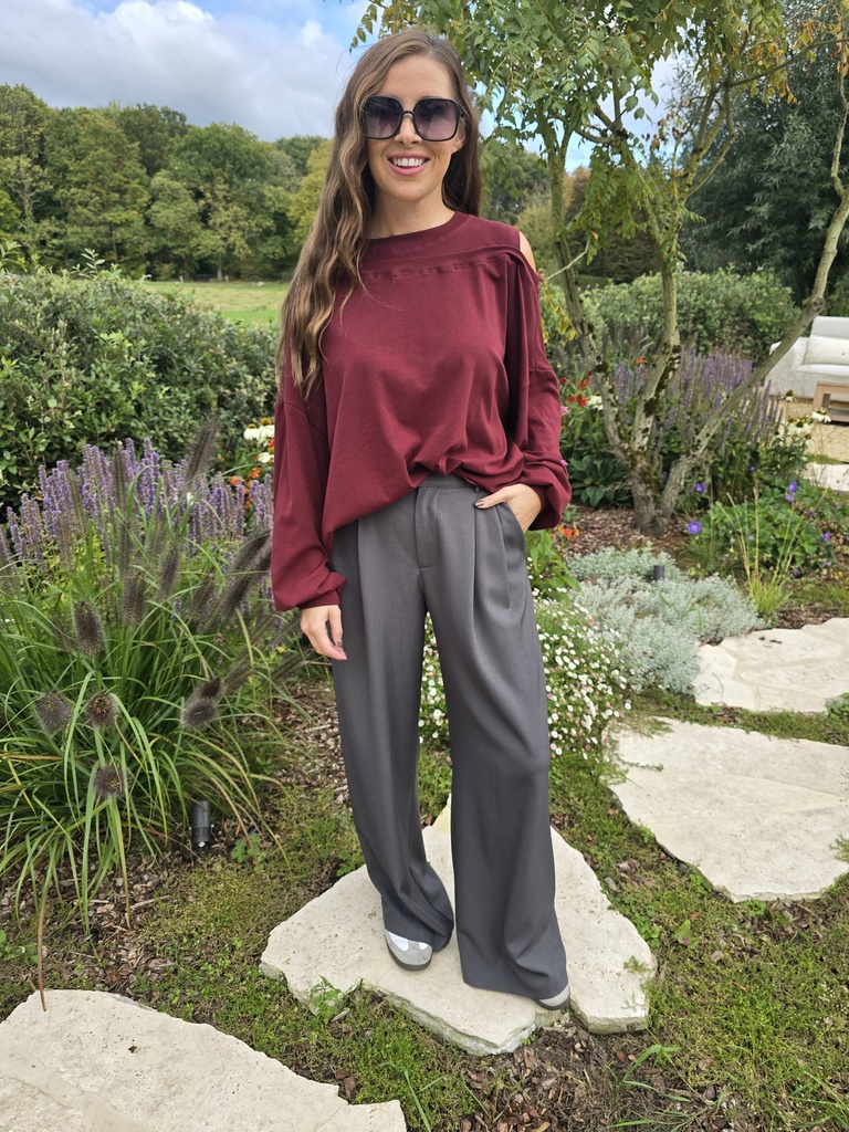 Cutout Shirt Burgundy