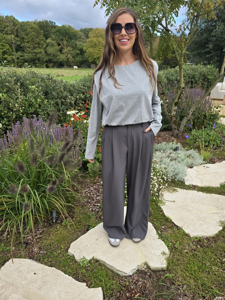 Balloon Cropped Shirt Grey