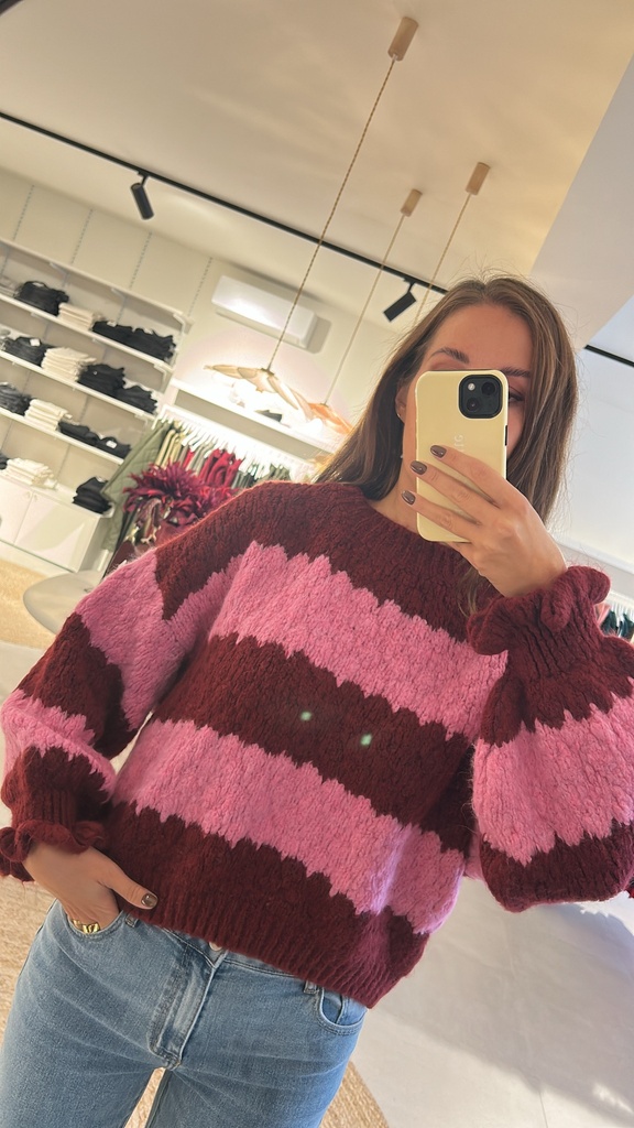 Striped Knit Burgundy/Pink