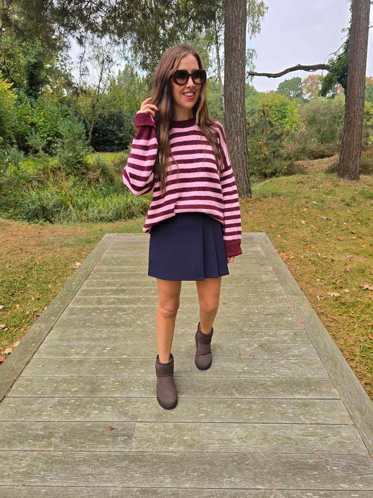 Striped Knit Annie Burgundy/Pink